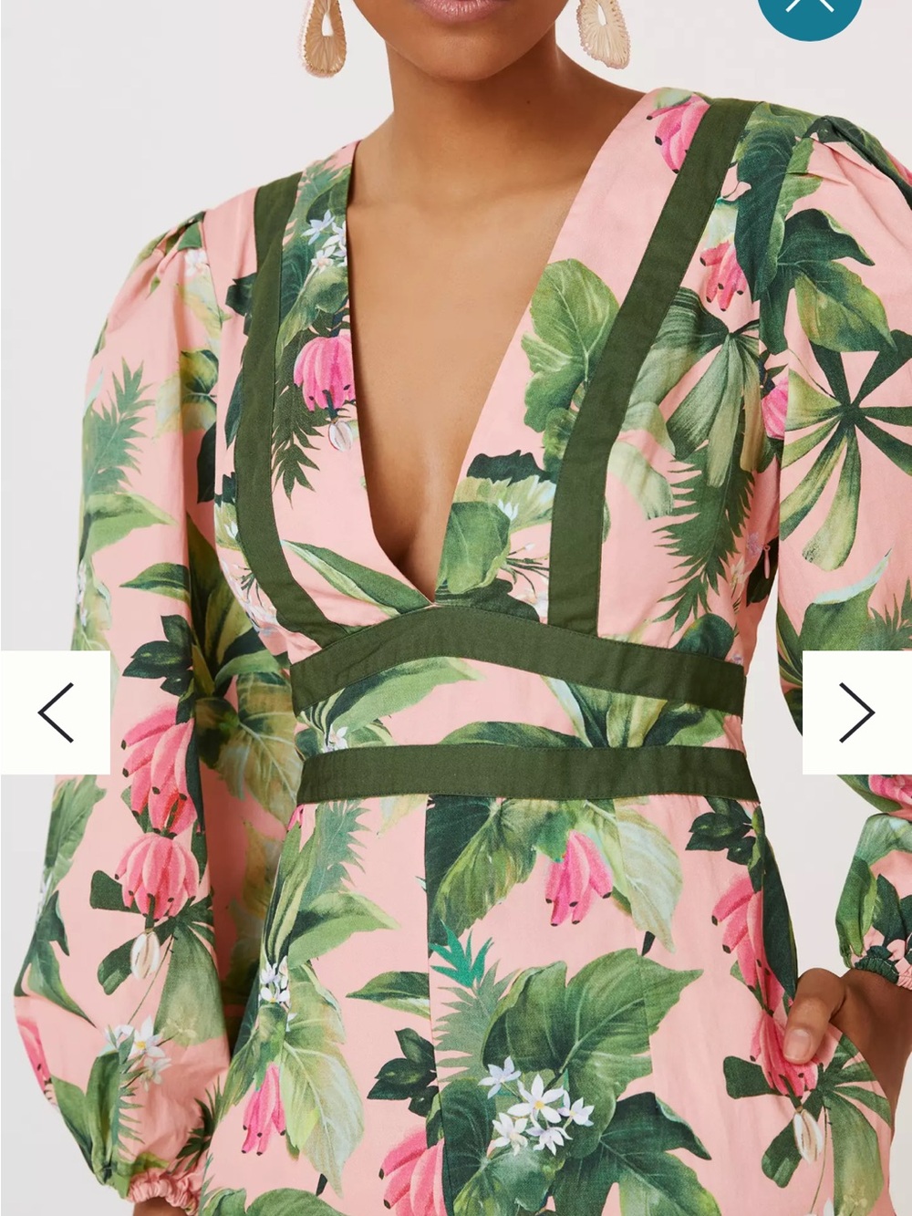 FARM Rio for Anthropologie Tropical Cotton Wide Leg Jumpsuit Pink Green Size M - Picture 3 of 12